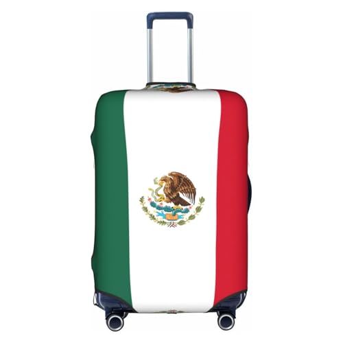 Flag Of Mexico Print Travel Elastic Suitcase Luggage Baggage Cover Protector, Washable And Anti-Scratch