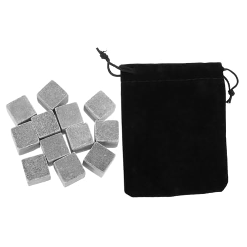 BUGUUYO 12 Pezzi Pietre per Whisky in Marmo Riutilizzabili Cubetti di Ghiaccio in Pietra per Bevande, Raffreddamento Rapido e Prolungato, Set per Eventi Domestici e Bar, Regalo per