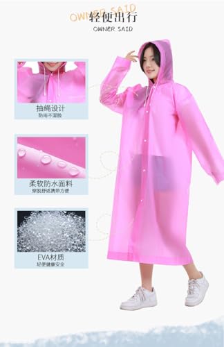 Image of Rain Ponchos for Adults, Reusable PEVA Rain Coats for Women Men Waterproof Lightweight Long Rain Jackets with Hood