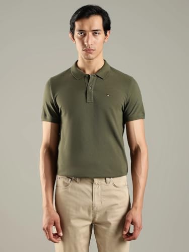 Image of Solid Slim Fit Cotton Polo T-Shirt