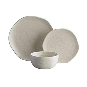 Corona Dinnerware Set 12– piece, Plates and Bowls Set, Ceramic Sets for 4, Microwave and Dishwasher Safe, Orion Reactive Glaze