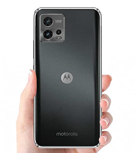 Image of Soft Silicone TPU Flexible Back Cover Compatible with Motorola Moto G72 and Screen Guard