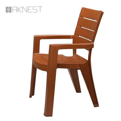 Image of Cello Jordan Polypropylene Plastic Arm Chair | Modern Multipurpose Seating for Home, Office, Garden & Balcony | Ergonomic Indoor & Outdoor Furniture (Color: Sandalwood, Set of 4 piece)