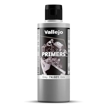 Vallejo Surface Primer, Acrylic Grey Primer for Airbrush, Fast-Drying, High Adhesion for Models and Miniatures, 200 ml
