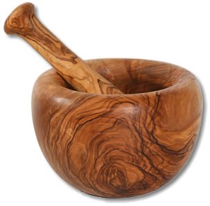 Mortero de madera de olivo, Ø 10 cm aprox. 10 cm aprox.