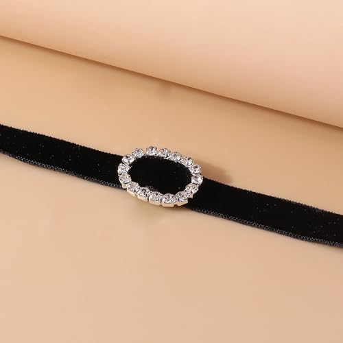 Ras du cou en cristal et velours : collier géométrique chic et réglable