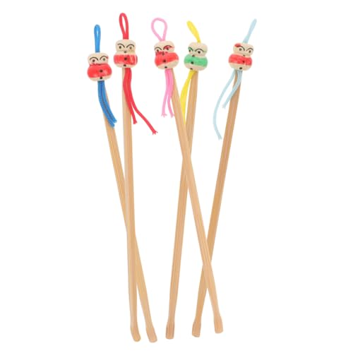 GOOHOCHY 5pcs Bamboo Ear Spoon Set for Cleaning Safe Gentle Earwax Removal Tools Portable Design