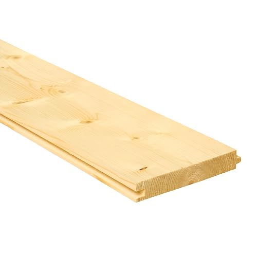Image of Tongue and Groove Floorboards 18mm x 119mm x 1800mm – Solid Spruce Timber Flooring Boards for Interior Replacement Flooring