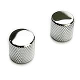 OVSAL 2PCS Electric Bass Guitar Knobs Flat Top Metal Guitar Volume Tone Knobs for Strat Telecaster Jazz Les Paul (Chrome)