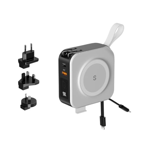 SnapWireless PowerPack Universal - 5 in 1 MagSafe Compatible Travel Charger | Universal Travel Adaptor | Travel Power Bank | Included Adaptor Plug (Crisp White)