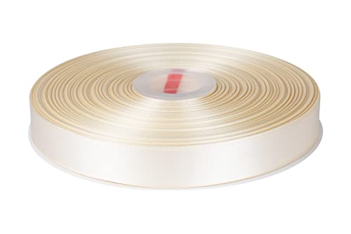 Fondersy 22mmX 91M Double Faced Satin Ribbon Ivory Polyester Ribbon for Gift Wrapping Wedding Decoration Floral Arrangement Crafts