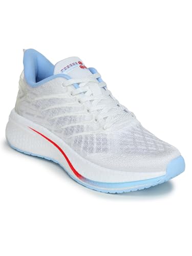 ABROS Sports Soldier Shoes Made of Mesh and EVA Stylish Looking Comfortable Shoes (White/ICE Blue 8)