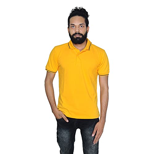 Image of Golden Yellow Mens Polo T Shirt