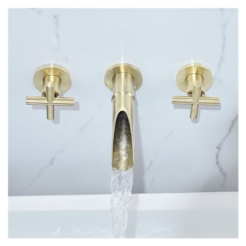 Grifo de bañera empotrado de latón cromado con salida cascada de lujo 3