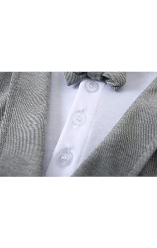 Abolai Baby Boys' Tie Striped Vest Gentleman One-Piece Romper Wedding Outfit Style2 Grey 90 thumb #2