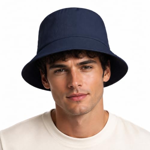 YESAH Bob Bleu Marine, Chapeau Noir Réversible en Polyester 56-58cm Unisexe