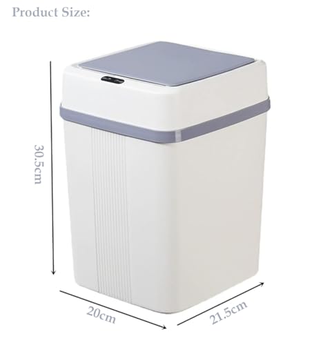 Image of House of Quirk Plastic Smart Automatic Motion Sensor Rectangular Trash Can Square 12 Litre For Bathroom, Bedroom, Kitchen, Office - White