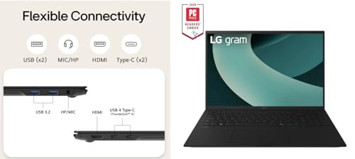 Image of LG gram Ultra-Light Laptop 17.0 inch Touchscreen IPS WQXGA Display | Intel Ultra 7-258V, 32GB LPDDR5X, 2TB SSD, Intel Arc 140V, Backlit KB, Thunderbolt 4, WiFi 7, Windows 11 Pro w / DKZ Hub
