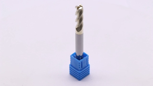 Image of 1 /4 inch 3 Flute 45 Solid Carbide Square End Mill for Aluminum, ZrN Coated | 45 Helix, 1 /4 inch Cutting Dia, 1 /4 inch Shank Dia, 3 /4 inch Length of Cut, 2-1 /2 inch Overall Length, for Milling Aluminum and Copper