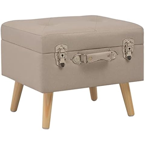 vidaXL Taburete de Almacenamiento Asiento Silla Sillón Banquillo Entrada Aparador Arcón Baúl Mueble Organizador Almacenaje 40 cm Beige Tela Cover
