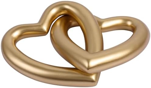 Gold Heart Sculpture Decor - Resin Matte Heart Chain Link Décor S...