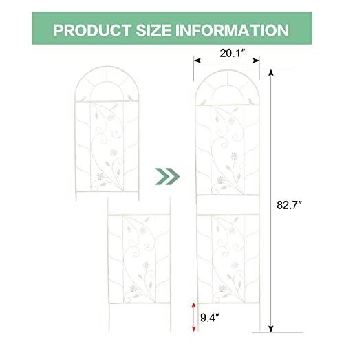 Sungmor Large Metal Garden Trellises For Climbing Plants - 82.5 Inch Tall & 2Pc White Pack - Beautiful Retro Style Metal Fence Trellis - Gardening Vines Plant Support For Flower Rose Climbing #TOP5