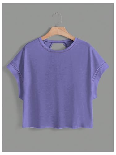Image of SOLY HUX Women Open Back Tops Workout Backless Tee Casual Athletic Shirts Short Sleeve Oversized Gym T Shirt