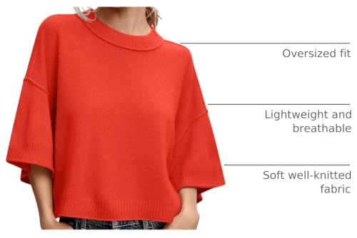Image of Women's Short Sleeve Cropped Sweaters 2025 Summer Oversized Loose Fit Drop Shoulder Casual Sweater Tops