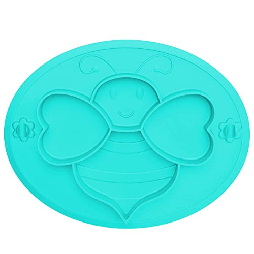 Suction Plates for Baby Toddler, Silicone Kids Plates, BPA Free Food Grade Silicone, Microwave and Dishwasher Safe, Bee Divided Design