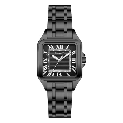 KNISKRED Reloj Cuadrado Clásico para Hombre con Números Romanos Vintage y Correa de Acero Inoxidable Sólida (Negro) KNISKRED Reloj Cuadrado Clásico para Hombre con Números Romanos Vintage y Correa de Acero Inoxidable Sólida (Negro)