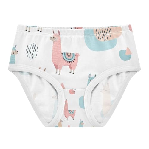 Kids Underwear, Llamas Pastel Blue Toddler Briefs, Cotton Underwear Girls, 2T–8 Years