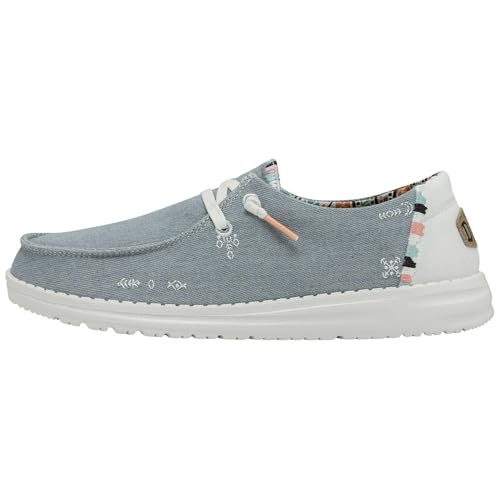 HEYDUDE Wendy Boho Damen - Slip on Schuhe - Mokassin Stil, Light Denim, 41