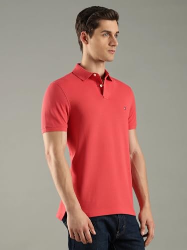 Image of Tommy Hilfiger Solid Regular fit Cotton Polo t-Shirt