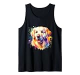 Golden Retriever Acuarela Perro Gráfico Colorido Camiseta sin Mangas