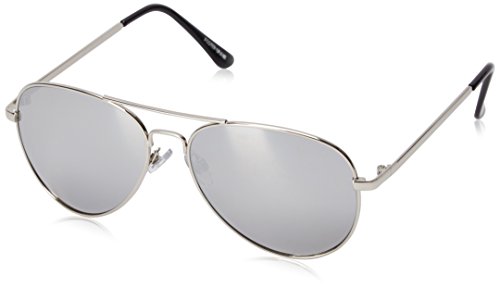Foster Grant Women's Dolly Aviator Sunglasses, Silver/Silver Mirror, 58 mm
