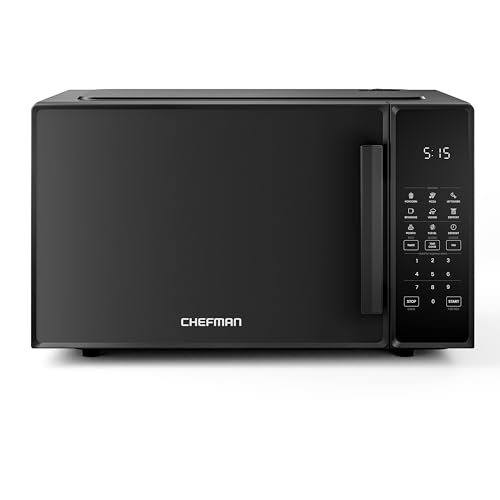 Chefman Countertop Microwave Oven 1.1 Cu. Ft., 1000 Watts with 10 Power Levels, 6 Cooking Presets with One-Touch Express Cook, Eco Mode, Child Safety Lock, & Mute Button - Black