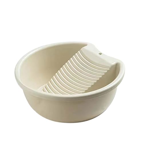Waschbrett Waschbecken für Handwäsche und kleine empfindliche Gegenstände, Kunststoff, rutschfeste Waschwanne, praktische Waschwanne, Waschtisch, Reinigungsbecken (Beige)