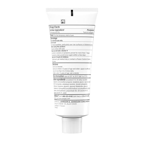 Image of Bengay Lidocaine Pain Relief Cream, 4% Lidocaine, 3 oz