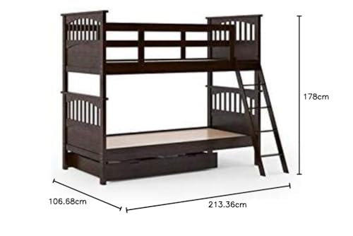 Image of Sheesham Solid Wood Bunk Bed for Bedroom | Walnut Finish (Brown)