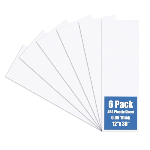 Image of Plastic Sheet 12 inch x 36 inch x 0.06 inch, White PVC Board Flexible Moldable Impact Strength and High Tensile 1 /16 inch Thick (1.5mm) for Crafts Materials Home Decor and Handicrafts, Abs Plastic Sheets 6 Pack