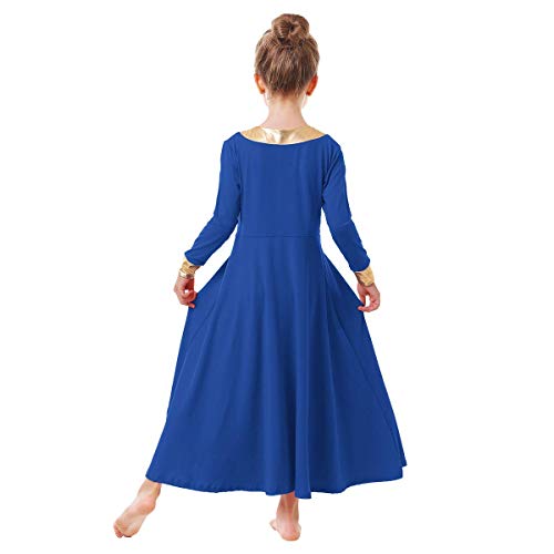 image for IBAKOM Baby Girls Praise Dance Robe Liturgical Worship Metallic Bi Col