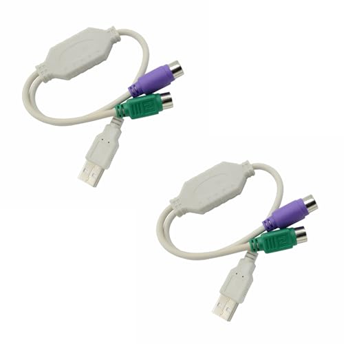 Vdaxvme Adaptador USB a 2 convertidores PS2s para teclados y cable para interfaces y cable divisor