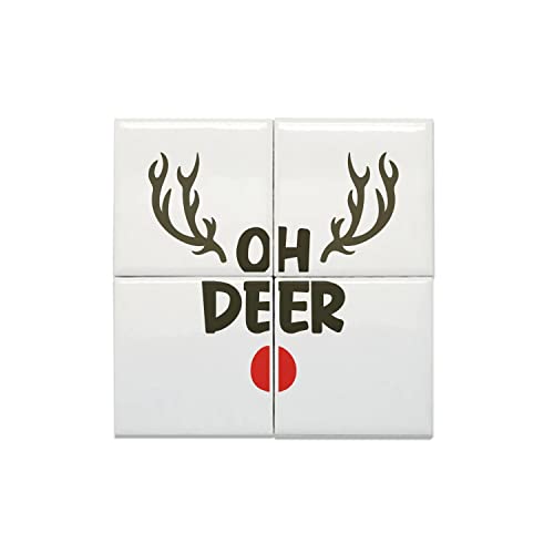 Carreaux Céramique Décoratif Oh Deer Renne de Noël | Tableau Azulejos Hiver 40x40cm