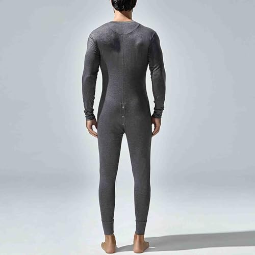 Men's One Piece Pajama Thermal Full Button Union Suit Long Sleeve Onesie with Button 7