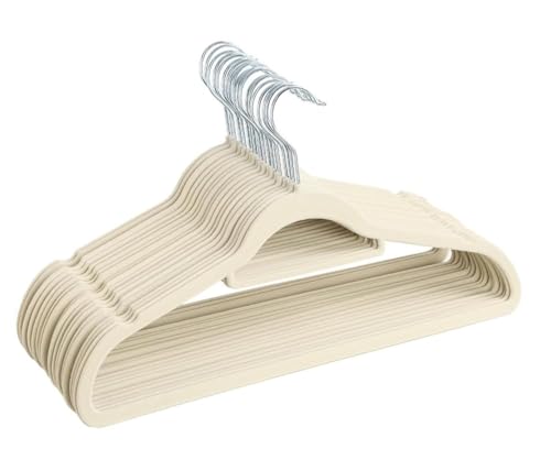 Red Dot Gift10-Pack Beige Non-Slip Velvet Hangers 42cm With 360 Degree Rotatable Hook - Durable & Slim - Non Slip Hangers for Coat Hangers - Pant Hangers