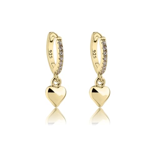 Cherished Moments Girls Sterling Silver Huggie Earrings with Drop Heart or Cross for Kids, Teens or Women