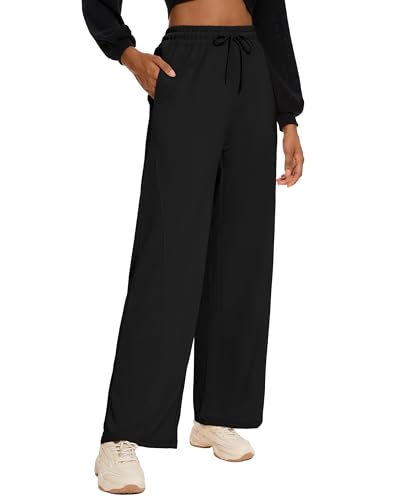 M MOTEEPI Women Sweatpants Wide Leg 30" Lounge Sweat Pants Casual Baggy Trousers with Elastic Waist Straight Leg3
