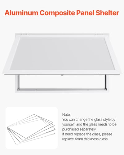 Image of VEVOR Concession Window Aluminum Alloy Frame Service Windows for Food Truck, Up to 85 Degrees Stand Serving Window with Awning Door and Drag Hook (whole piece, 53x33in)
