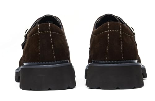 Santimon Men's Suede Monk Strap Loafers Dress Casual Shoes - Single-Monk Buckle Mocassins with Lug Sole, Cushioned Insole for Business,Work,Wedding Church & Travel4