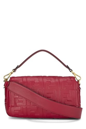 Pre-Loved Red Embossed Calfskin Convertible Baguette, Red4